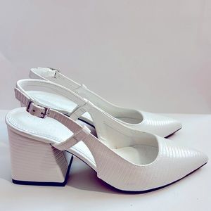 Reptile Textured White Sling back
